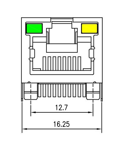 6116173-5 os conectores Rj45 com diodo emissor de luz 8P8C protegeram através - do furo LPJE101AWNL 0