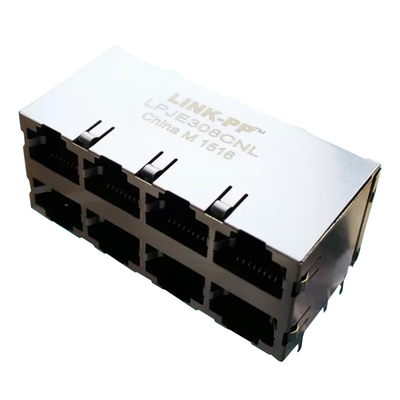 A entrada empilhada 8 do lado do RJ45 LPJE308CNL move o jaque modular de 2x4 Rj45 8P8C