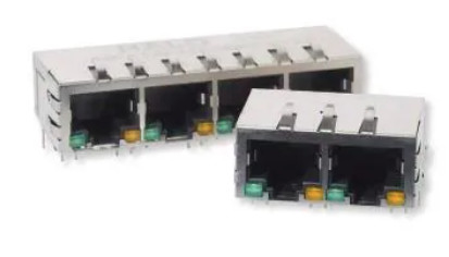 Conector 1x4 RJ45 HFJ14-1G01ER-L12RL para aplicações Gigabit Ethernet
