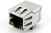 JXD0-0025NL Conector RJ45 de ângulo reto com LED 1000 Base-T para Cat5e