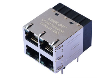 Conector Magjack 1000Base-T do ponto de entrada RJ45 do gigabit de 4 portos com diodo emissor de luz LPJG27082AHNL