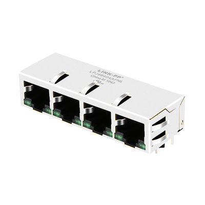 conectores verdes do diodo emissor de luz Rj45 de 4x10/100Mbps PulseJack JX80-0022NL/LPJ46404AFNL