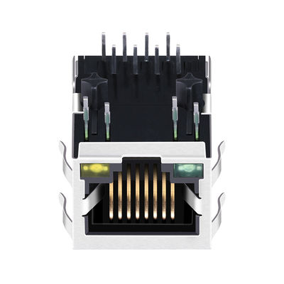 Base-T Tab Down Green/jaques Rj45 modulares magnéticos conduzidos amarelos do porto 1x1 de J0035D21BNL 10/100