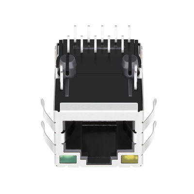Base-T Tab Up de JXD1-9025NL 10/100 1 conector Rj45 portuário protegido com o amarelo/verde conduzidos