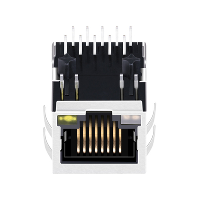 10G base-T Tab Down 1 porto através do furo RJ45 Jack With Leds magnético JTH-0024NL