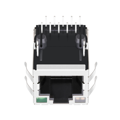 10G aba da base-T JT7-1115NL ACIMA de 1 RJ45 portuário diodo emissor de luz amarelo/verde de Jack With Green magnético -