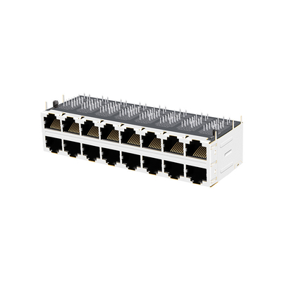 Entrada do lado da base-T de JT5-2870NL 2x8 RJ45 Jack Connectors Ative Tab Down 10G