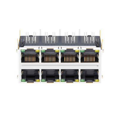 base-T compatível magnética dos PP 10G da RELAÇÃO dos conectores JT5-2410NL de 2x4 RJ45 com diodo emissor de luz