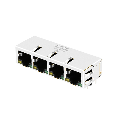Amarelo modular/verde do PWB RJ45 Jack Side Entry Tab Down do porto FR4 de LPJE104ADNL 1X4 conduzido