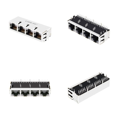 2250083-1 1x4 base-T magnética Tab Up With GO/GO Lightpipe dos conectores 10G do porto RJ45