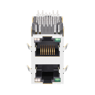 Base-T do conector RJ45 MagJack 13p8c 100/1000 do porto de 0845-2R1T-E4 2x1 com diodo emissor de luz de G/YG