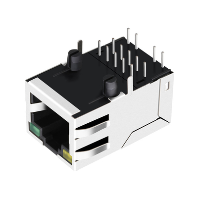 0875-1D1T-P2 que único Rj45 portuário integrou a base-T do conector 10/100 amarela/verde conduziu