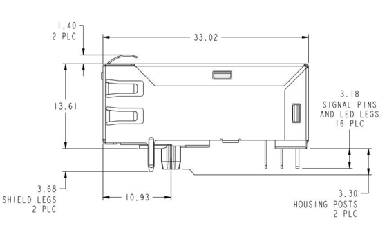 1-1840784-1 o gigabit 1000base-T Rj45 integrou os módulos de conector Tab Up
