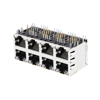 Ponto de entrada 15W dos conectores fêmeas do porto RJ45 Magjack de J0B-0364NL 1000BASE-T 2X4 com conduzido