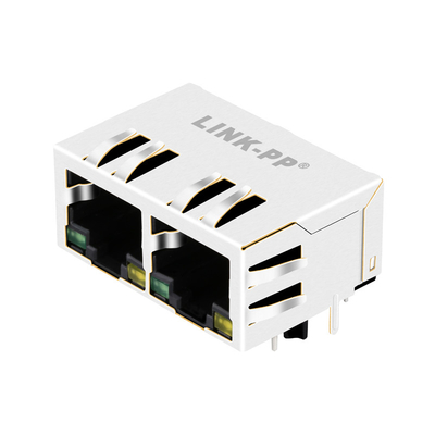 Os conectores Tab Down With GREEN/YELLOW do porto RJ45 Magjack de E5J88-41AHS4-LT CAT5e 1X2 conduziram