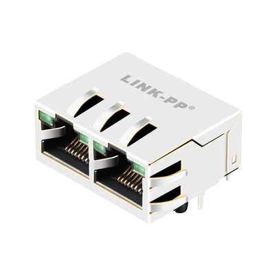 O conector Tab Up GREEN/GREEN do perfil baixo RJ45 do gigabit do porto de JGL-0001NL 1x2 conduziu