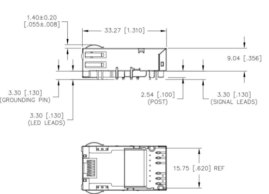 O porto Tab Down RJ45 Magjack 12PIN GG/Y de JT3-1105HL 10GBASE-T 1X1 conduziu