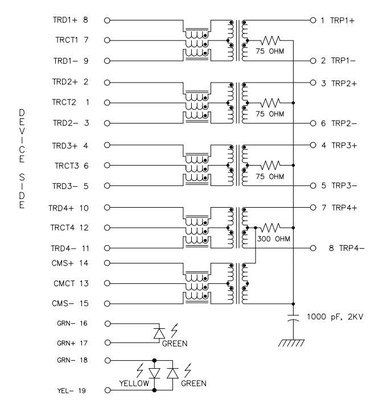 O único porto Tab Down 10GBASE-T RJ45 Jack Female Connector GY/G de JT3-1115HL conduziu