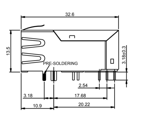 Conector magnético do porto 2.5G BASE-T POE+ RJ45 de 56F-1803DGDZ2NL 1A único
